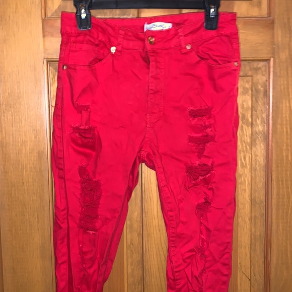 Red Ripped Jeans - Picture 2 of 8